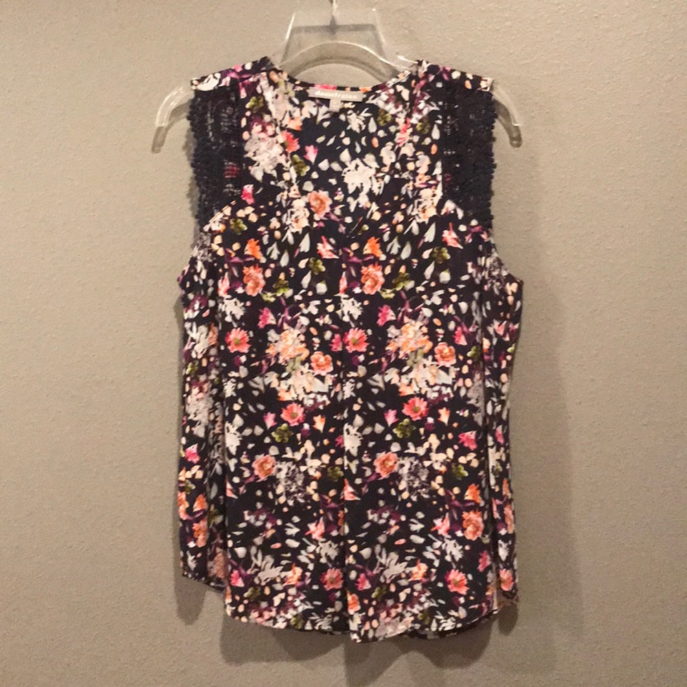 Navy Floral Blouse - Medium